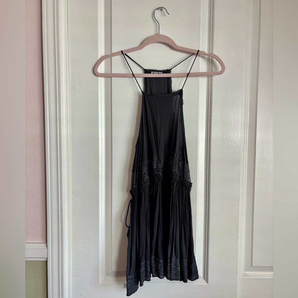Free People Intimately Black Lace-Trim Slip Dress